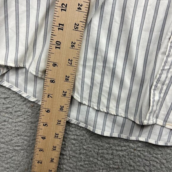 Abercrombie & Fitch Performance Button-Up Shirt Light Blue Stripe XXL Wrinkle - Picture 4 of 9